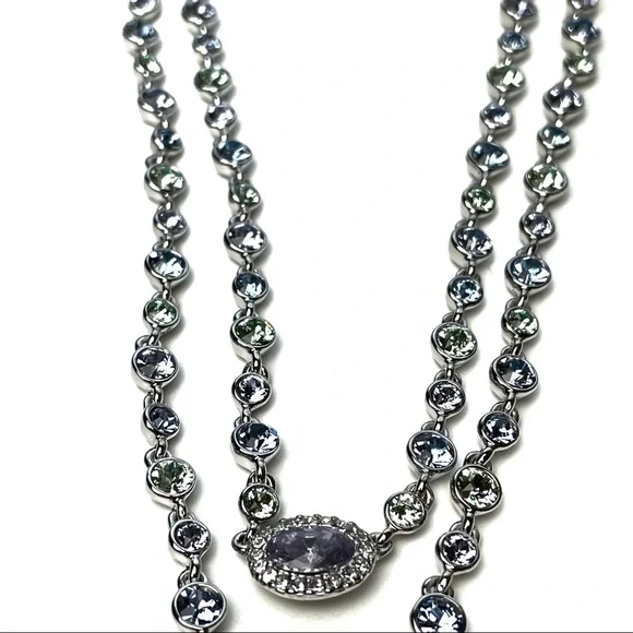 Givenchy | NWT Double Layered Crystal Rhodium Pave Y-Necklace - Picture 8 of 15